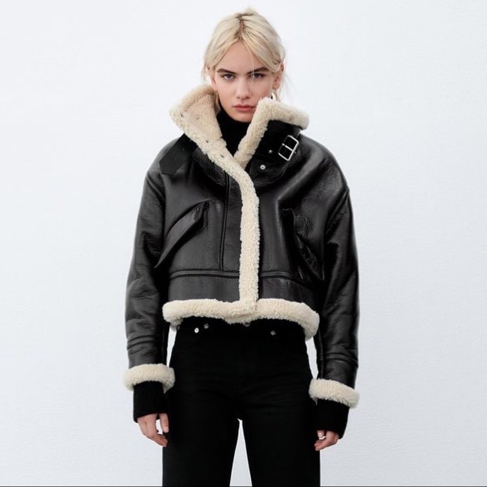 Zara Shearling Cropped Jacket